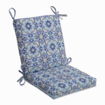 Outdoor/Indoor Squared Corners Chair Cushion Keyzu Medallion Mariner Blue - Pillow Perfect