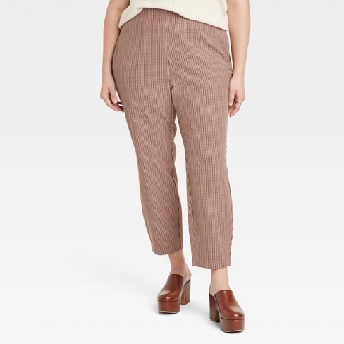 Women's Bi-stretch Skinny Pants - A New Day™ Brown Plaid 20 : Target