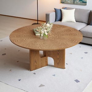 31.5" Ash Veneer Round Coffee Table (Rustic, Small-Space) - 1 of 4