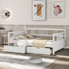 Full Size Wooden Daybed with 2 Drawers, Wood Slat Support, Safety Guardrails Sofa Day Bed Frame for Bedroom, Living Room No Box Spring Needed - 2 of 4