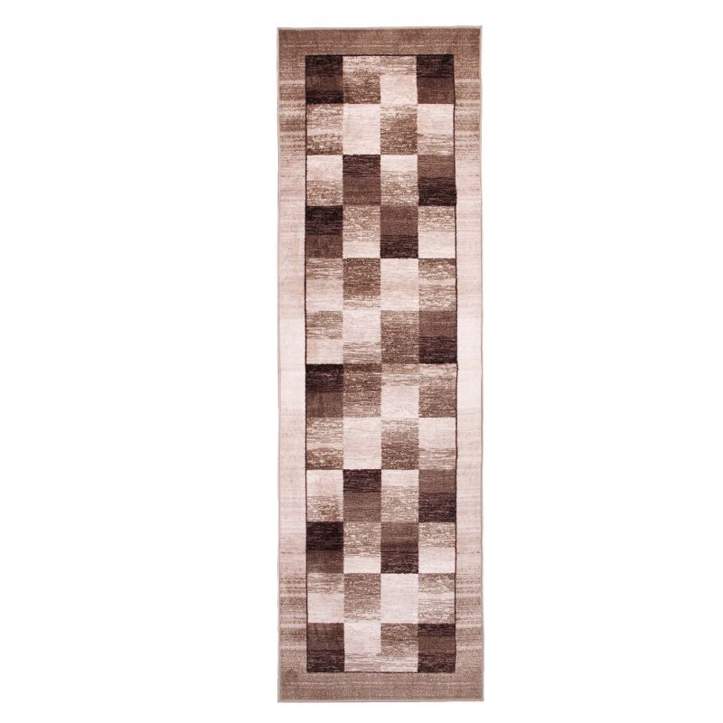 Rustic Color Block Checkered Non-Slip Washable Indoor Runner or Area Rug by Blue Nile Mills, 1 of 5