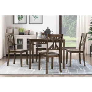 NicBex 59" Dining Table Set for 4 Charcoal Brown Finish Wooden Dining Table with 4 X-Back Side Chairs for Kitchen - 1 of 4