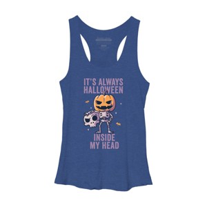 Women's Design By Humans It's Always Halloween Inside My Head Funny Cute Spooky By EduEly Racerback Tank Top - 1 of 3