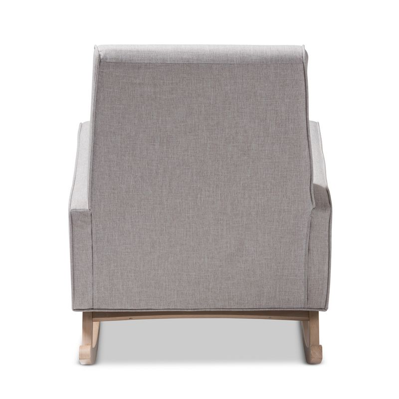 Marlena Mid - Century Modern Fabric Upholstered Whitewash Wood Rocking Chair - Baxton Studio, 5 of 11