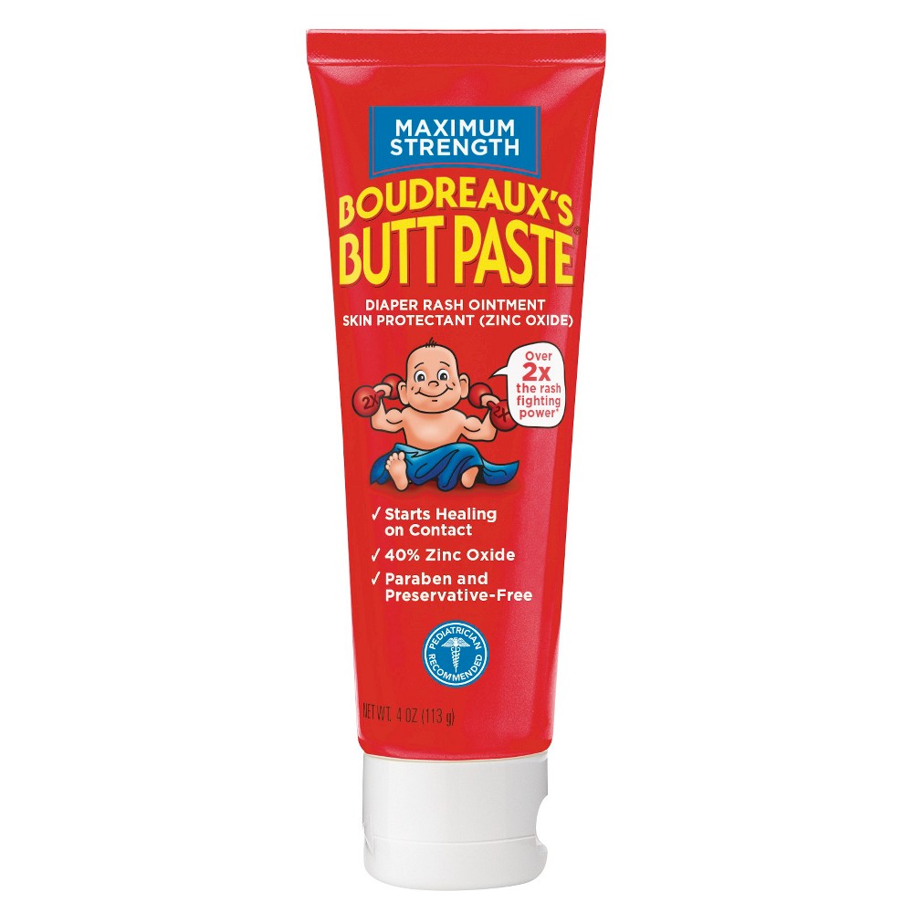 Boudreaux's Butt Paste Maximum Strength Diaper Rash Ointment, 4.0 Ounce, EXP: 6/2024