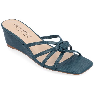 Journee Collection Womens Blayke Multi Strap Slip On Wedge Sandals
