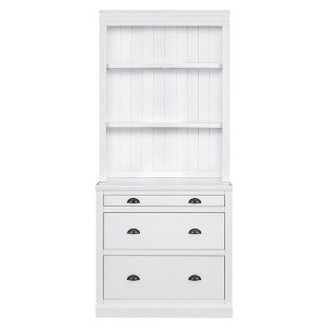 TiramisuBest 83.4"Tall Bookcase with LED Lighting–Modern Storage Bookshelf with 3 Drawers and Adjustable Shelves for Living Room and Home Office,White - 1 of 4