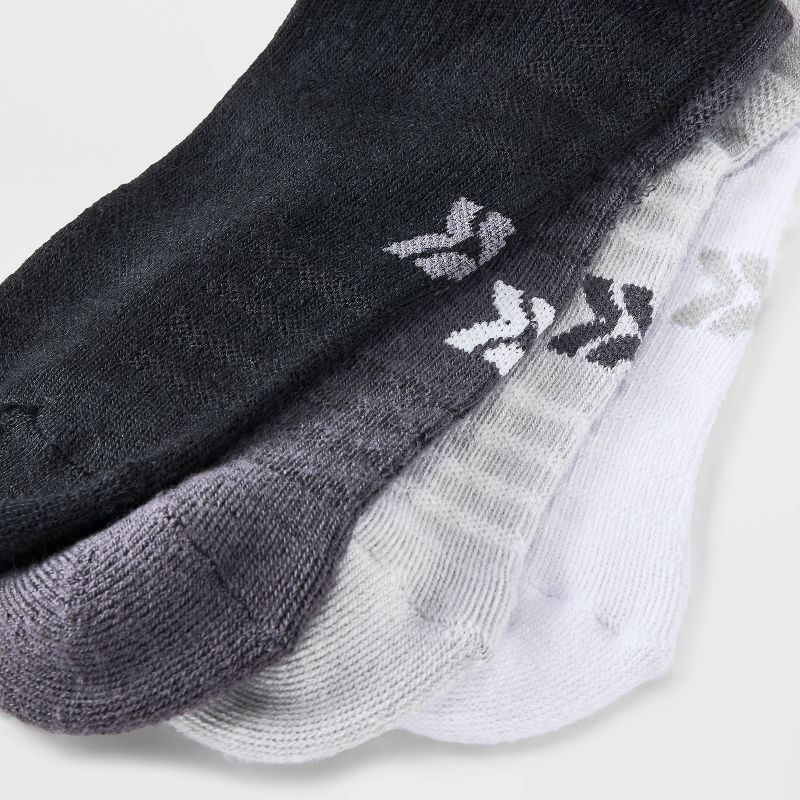 Women&#39;s 4pk Interval Double Tab No Show Socks - All In Motion&#8482; Gray/White/Black 4-10, 3 of 4