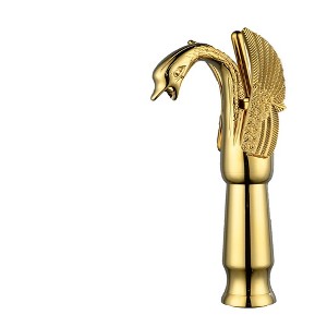 BWE Swan Single Hole Single Handle Bathroom Vessel Sink Faucet With Pop Up Drain in Polished Gold - 1 of 4