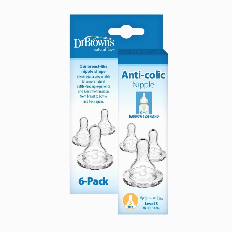 Dr. Brown&#39;s Level 3 Narrow Baby Bottle Silicone Nipple - Medium-Fast Flow - 6pk - 6m+, 3 of 20