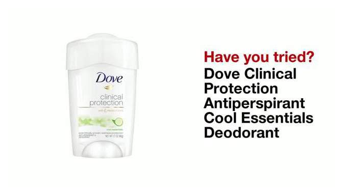 Dove Beauty Clinical Protection Cool Essentials Women&#39;s Antiperspirant &#38; Deodorant Stick - 1.7oz, 2 of 9, play video