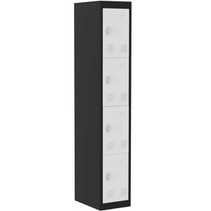 GustoWave Slim Metal Locker Cabinet 4-Door Narrow | Heavy-Duty Rust-Resistant Steel w/Ventilation | Gym & Office Storage for School - 1 of 4