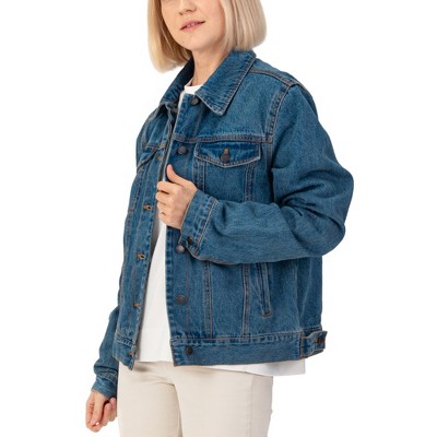 Alpine Swiss Womens Denim Jacket Classic Trucker Jean Jacket Button Up Coat Denim Large — фото 7