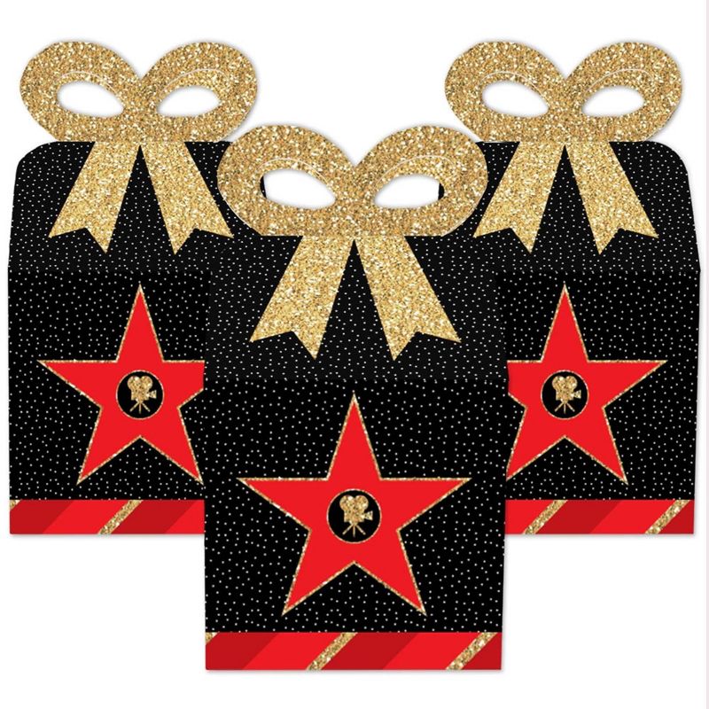 Big Dot of Happiness Red Carpet Hollywood - Square Favor Gift Boxes - Movie Night Party Bow Boxes - Set of 12, 2 of 9