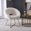 NicBex Faux Fur Accent Chair,Upholstered Living Room Chairs with Curved Back and Metal Sled Frame,Comfy Armchair,Accent Chairs for Living Room,White - 2 of 4