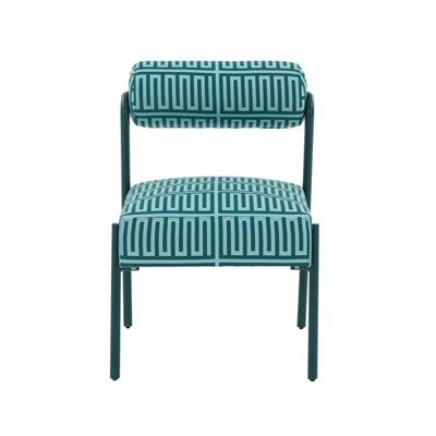 Jolene Green Patterned Linen Accent Chair with Iron Legs