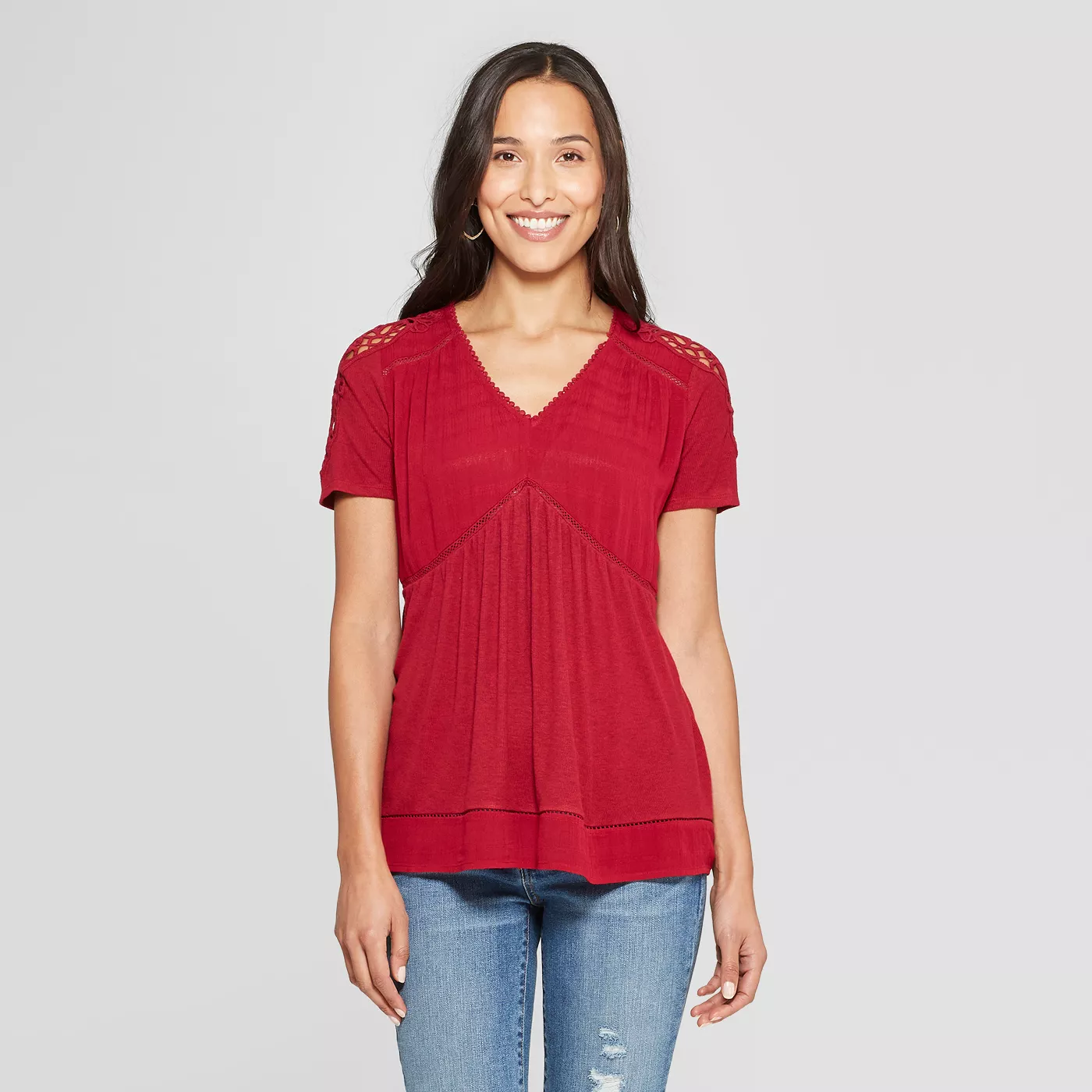 Women's Short Sleeve V-Neck Blouse - Knox Roseâ¢ Red - image 1 of 2