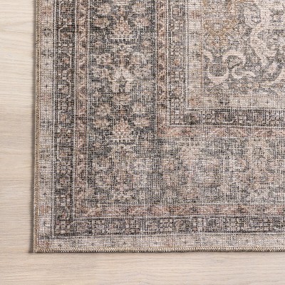 Hillstone Dark Beige Rectangular Synthetic Medallion Area Rug