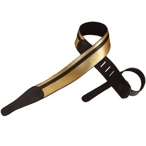 ChromaCast Leather Racing Stripe Guitar Strap with Suede Back, Gold w/ Black - 1 of 4