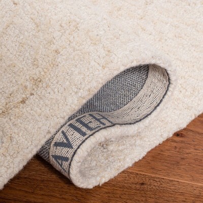 Ivory Beige Abstract Hand-Tufted Wool Square Rug