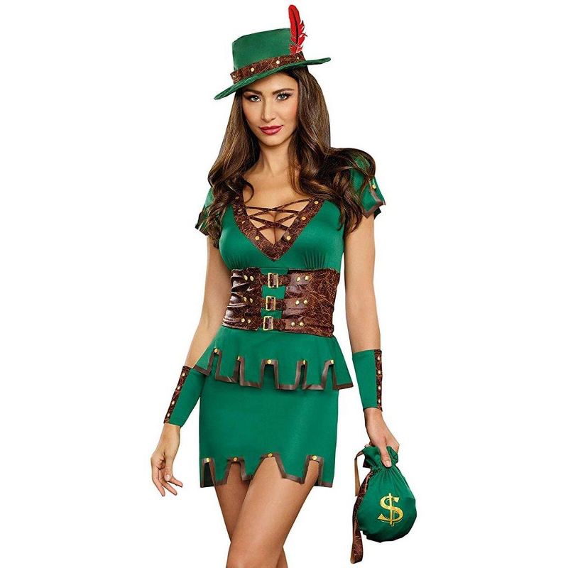 Robbin' Da Hood Women's Costume - Green, 1 of 3