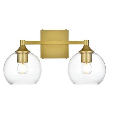 Elegant Lighting Foster 2 light Brass and Clear Bath Sconce