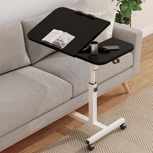 Standing Desk Mobile Laptop Desk Adjustable Overbed Table with Wheels and Tilting Desktop Standing Table for Laptop, Notebook, Meals - 1 of 4