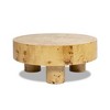 Jennifer Taylor Home Nebula 35.5" Round Pillar Leg Coffee Table, Warm Natural Brown Burl Wood - 3 of 4
