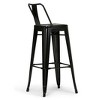 Sapphtopaz 39" Metal Bar Stool Industrial High Chair with Footrest and Slat Backrest Counter Height Barstools Set of 2 for Kitchen Island - 2 of 4