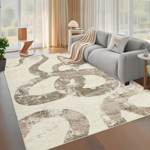 GOCAPTAIN Washable Area Rugs for Living Room, Abstract Soft Bedroom Rugs, Low Pile Non Slip Carpet, Non Shedding Ultra Thin Floor Cover, Snake Print - 1 of 4