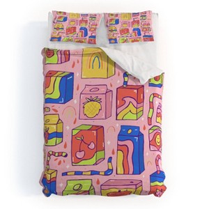 Deny Designs 3pc Queen Doodle By Meg Juice Box Print Kids' Duvet and Sham Set - 1 of 4