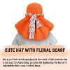 Tirrinia Women's Wide Brim Bucket Hat with Floral Scarf & Neck Flap - Foldable, Lightweight & UV Protection Sun Hats for Beach, Garden Party - 2 of 4