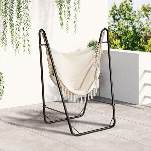 PAGED Swing Chair Outdoor with Stand, Outdoor Hammock Swing Hanging Lounge Chair with Side Pocket and Headrest - 1 of 4