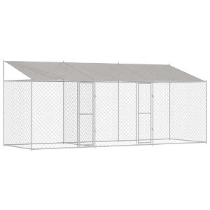 Dog Cage Silver 600 x 200 x 256 cm Galvanised Steel - 1 of 4