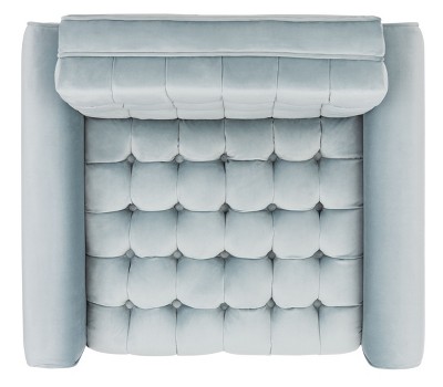 Slate Blue Velvet Tufted Accent Chair with Vintage Black Legs