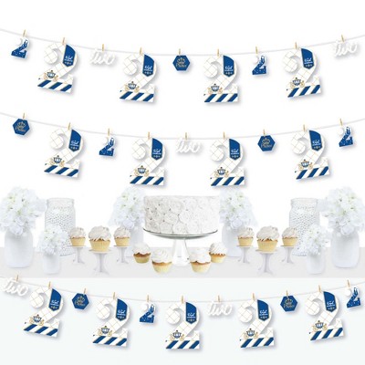 Big Dot of Happiness 2nd Birthday Royal Prince Charming - Second Birthday Party DIY Decorations - Clothespin Garland Banner - 44 Pieces