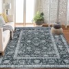 Acekool Washable Area Rug, Boho Vintage Floral Print, Non Slip Low Pile Thin Indoor Carpet for Living Room Bedroom Dining - 2 of 4
