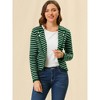 INSPIRE CHIC Women's Regular Fit Notched Lapel Button Decor Striped Blazer - 4 of 4
