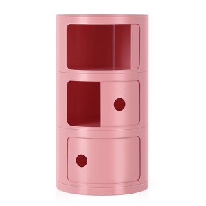 Haitral 3 Drawer Barrel Nightstand Dark Pink - 1 of 4