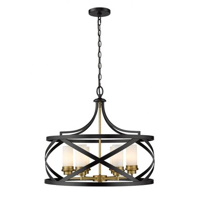 Z-Lite Malcalester 6 - Light Chandelier in  Matte Black/Olde Brass