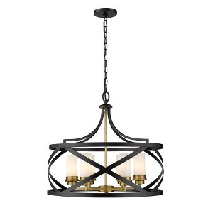 Z-Lite Malcalester 6 - Light Chandelier in  Matte Black/Olde Brass - 1 of 1