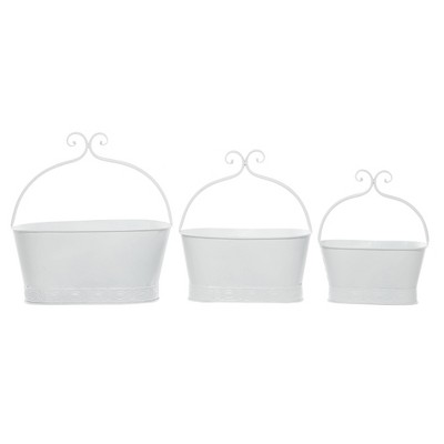 Set of 3 Farmhouse Metal Oval Planters - Olivia & May