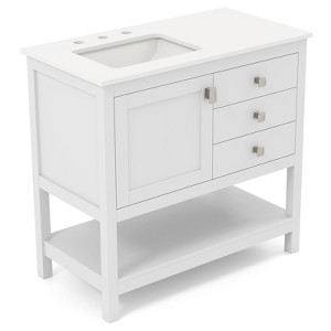 Tangkula Bathroom Vanity Unit w/ Basin w/ Extra Wide Granite Countertop Ceramic Sink - 1 of 4