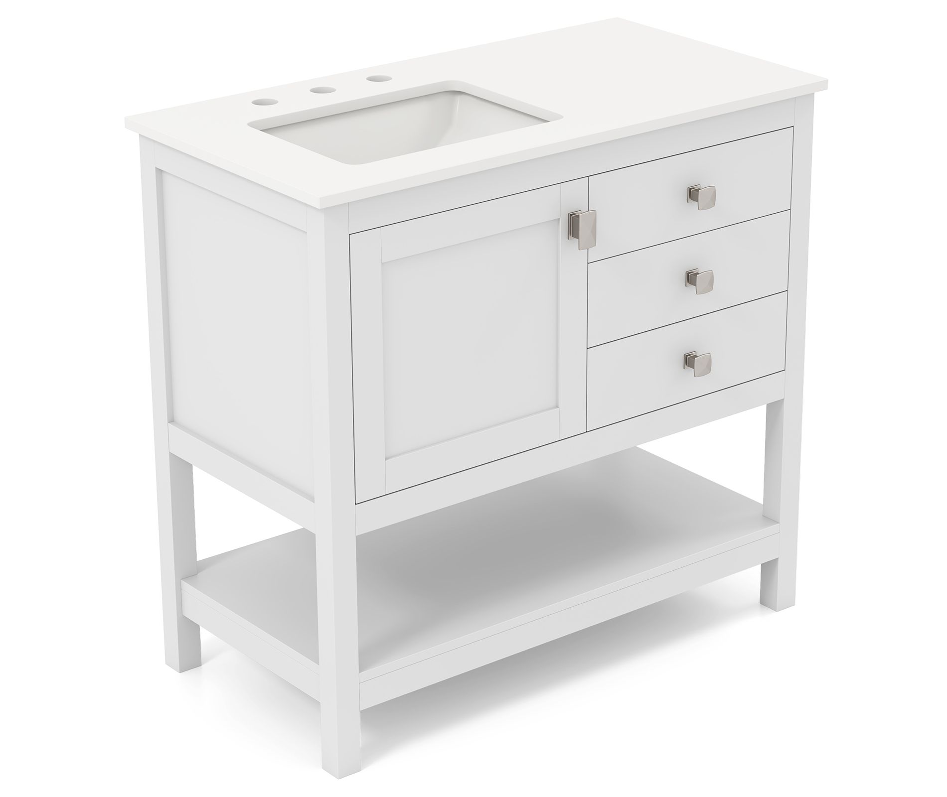 Costway Bathroom Vanity Unit w/ Basin w/ Extra Wide Granite Countertop Ceramic Sink