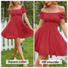 EXLURA Women's 2025 Summer Short Puff Sleeve Casual Short Mini Dresses Tie Back Square Neck A-Line Sundress - 3 of 4