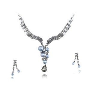 Anna-Kaci Women's Swarovski Crystal Elements Necklace and Earring Set, Silver Tone - Rhinestone - 1 of 4