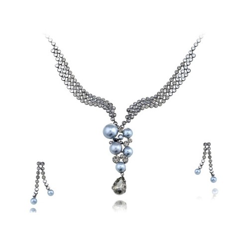 Anna-Kaci Women's Swarovski Crystal Elements Necklace and Earring Set, Silver Tone - Rhinestone - image 1 of 4