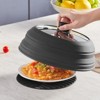 VEVOR Microwave Splatter Cover & Mat, 10.8" Collapsible Microwave Lid for Food, 500°F Heat-Resistant Silicone & Tempered Glass Splatter Guard, Black - 2 of 4