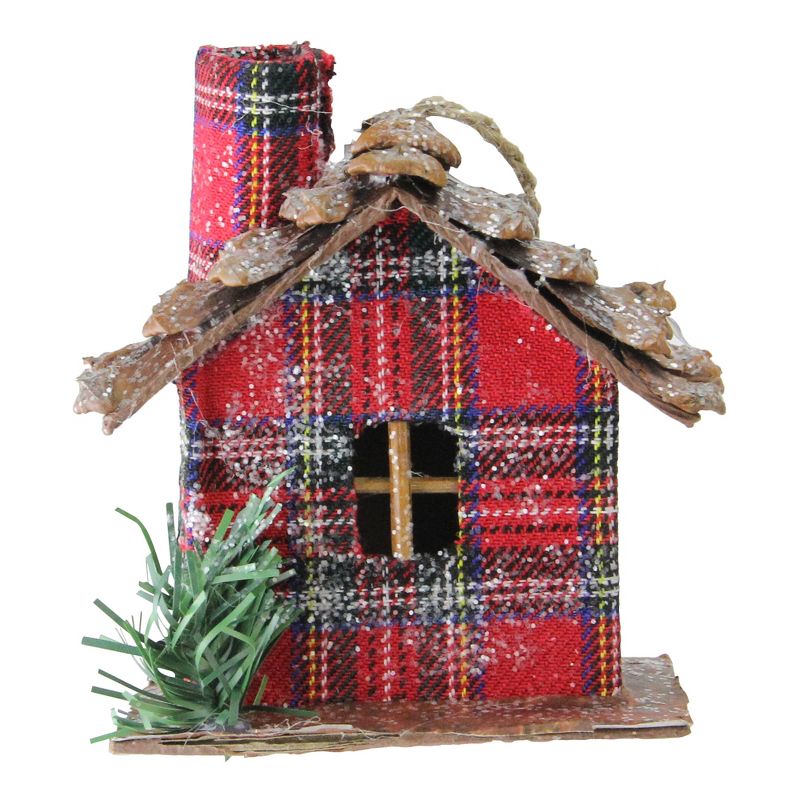 Northlight 4.25" Plaid Country Cabin Christmas Ornament - Red, 1 of 6