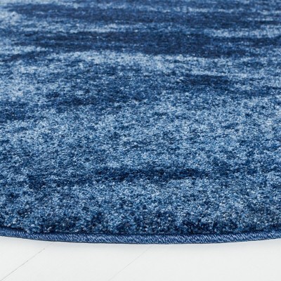 6' Round Light Blue and Blue Abstract Shag Rug
